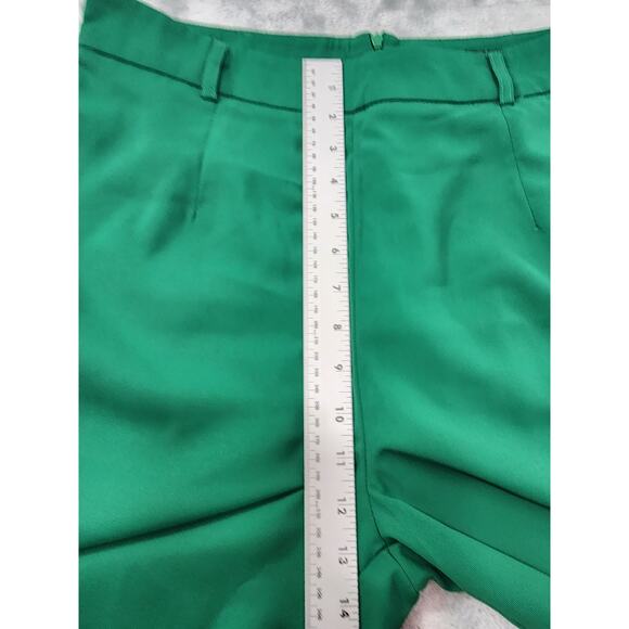 Double Crazy High Rise Wide Leg Pants Size L Green Back Zip Office Career Dressy - Picture 7 of 10